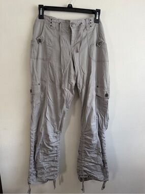 Women vintage Casual Cargo Pants in Light Gray